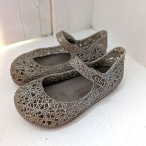 Mini Melissa Jelly Flats Silver Glitter 8